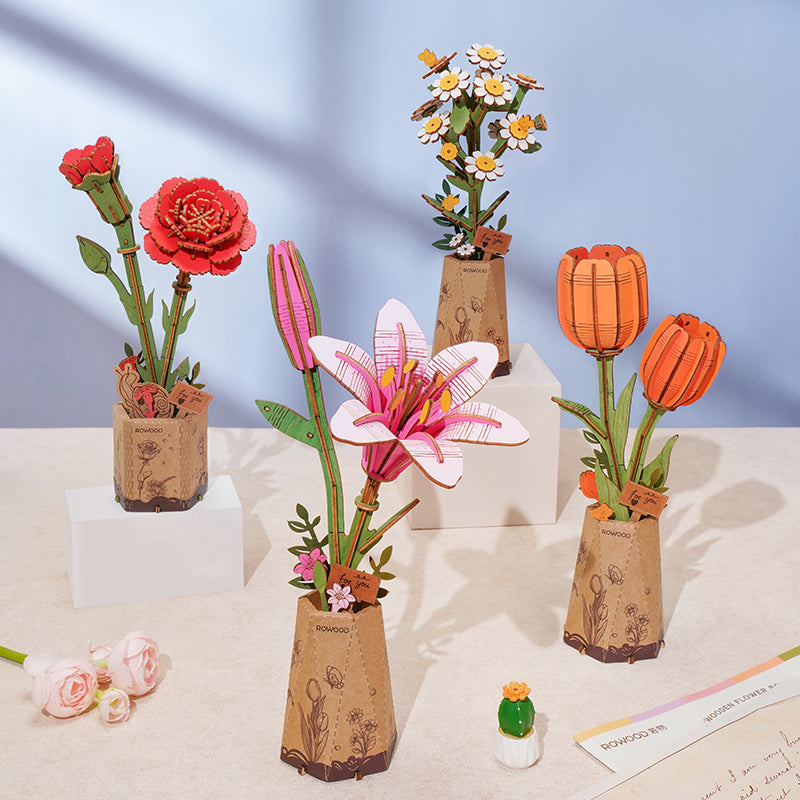 Rowood DIY Wooden Flower Orange Tulip TW081