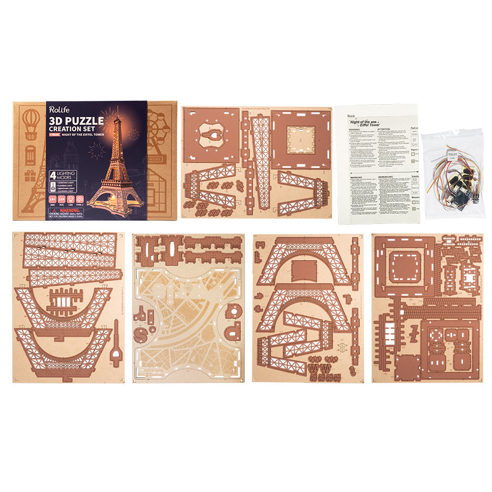 Rolife 3D Wooden Puzzle - Night of the Eiffel Tower TGL01