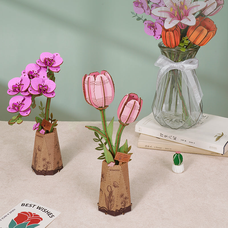 Rowood DIY Wooden Flower Pink Tulip TW082