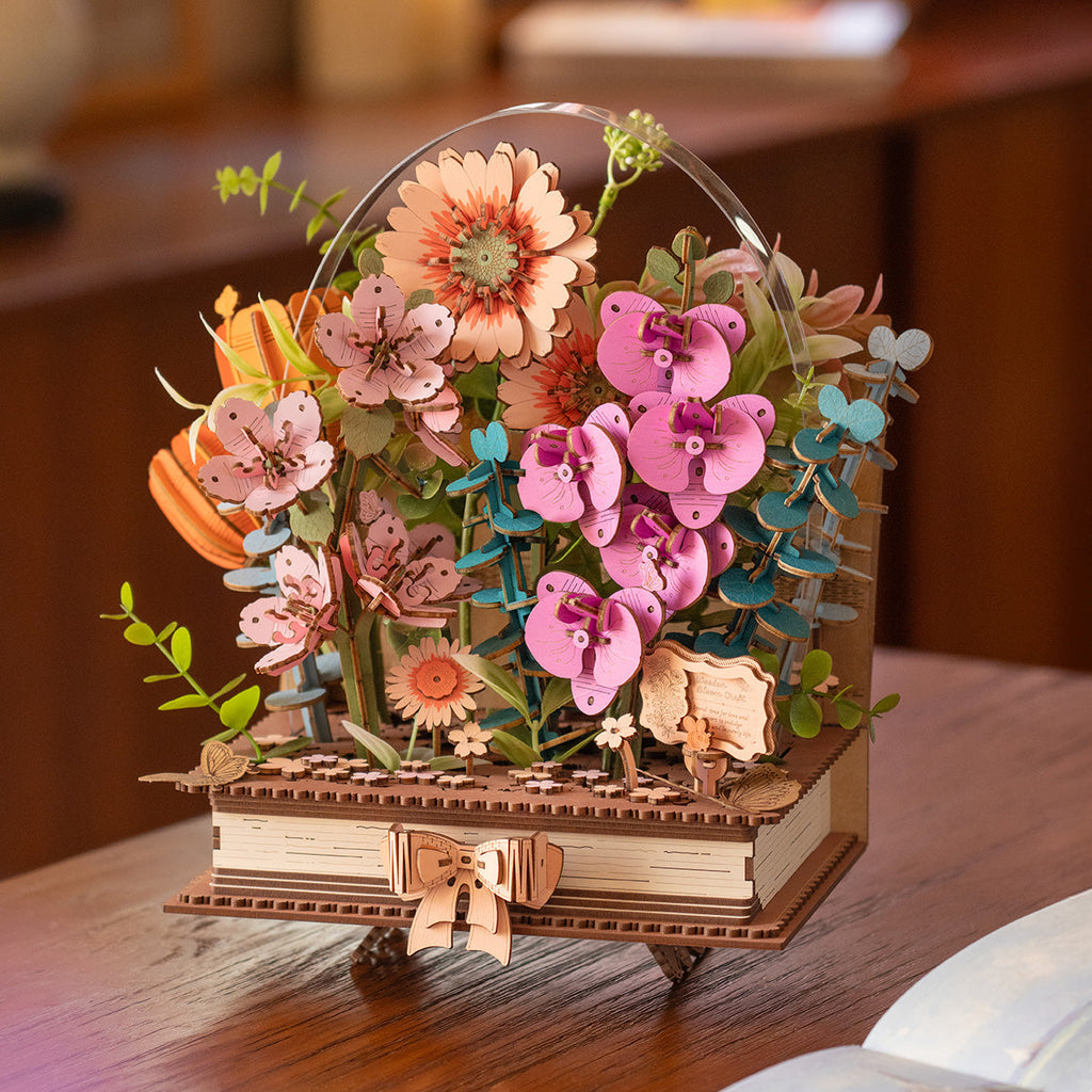 Rowood DIY 3D Flower Puzzle - Wooden Blooming Book TW04H