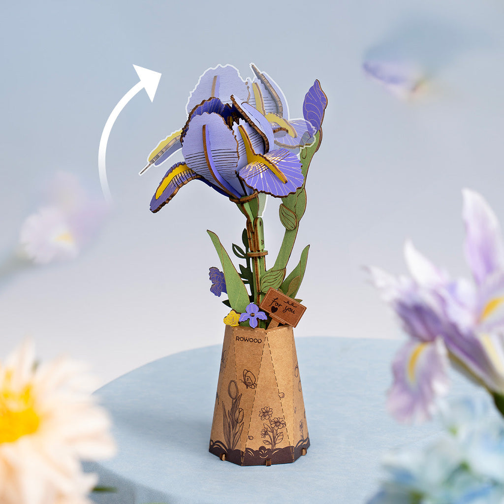 Rowood Purple Iris TW121 - DIY Flower Wooden 3D Puzzle