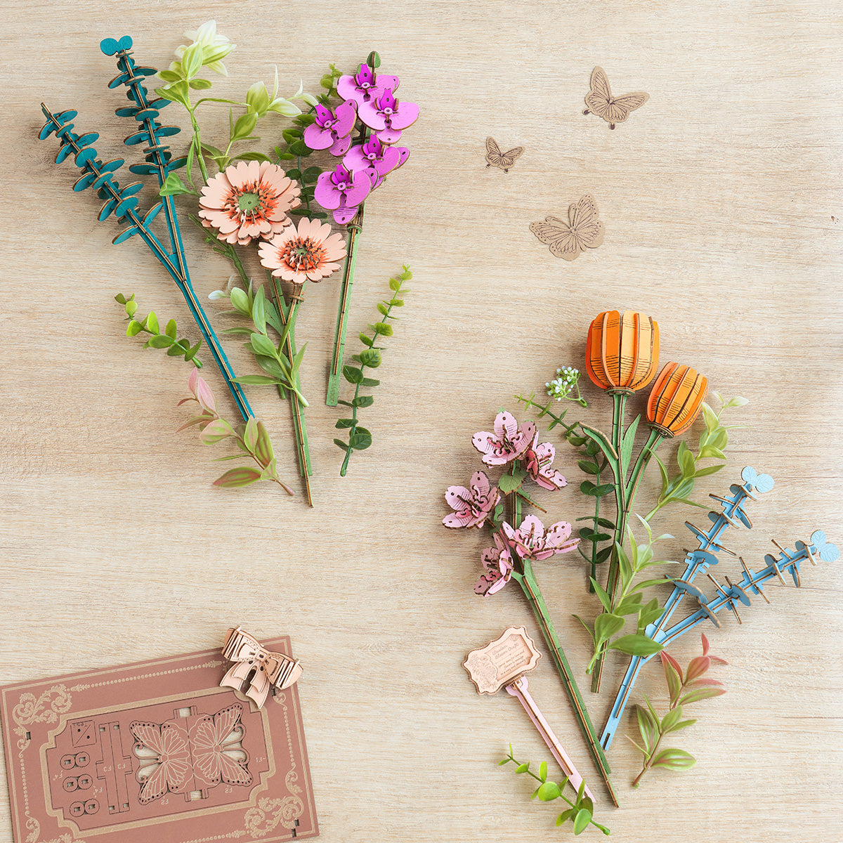 Rowood DIY 3D Flower Puzzle - Wooden Blooming Book TW04H