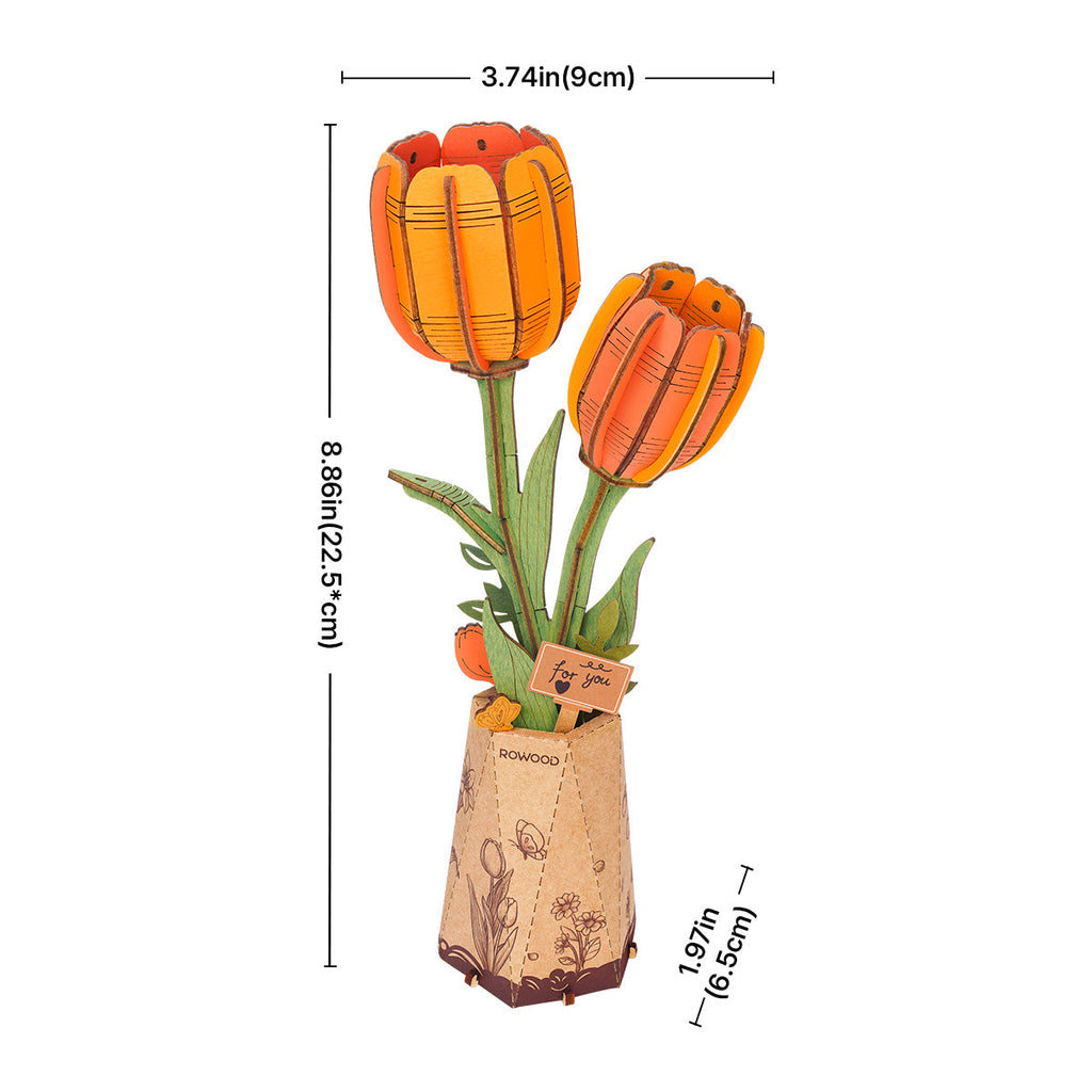 Rowood DIY Wooden Flower Orange Tulip TW081
