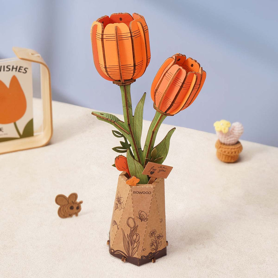 Rowood DIY Wooden Flower Orange Tulip TW081