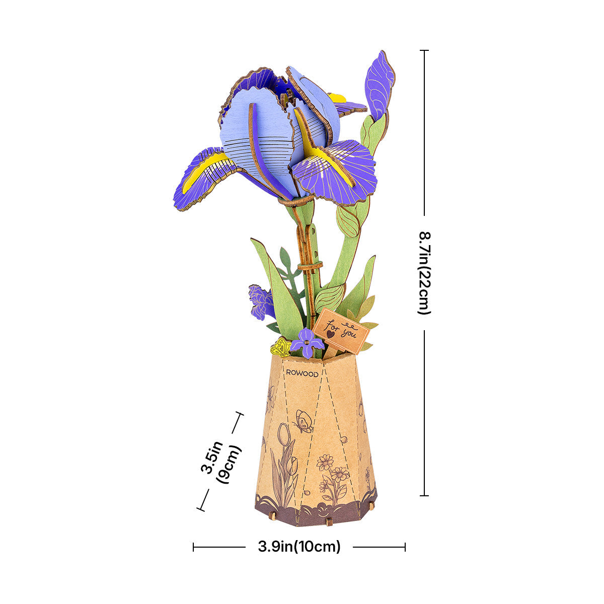 Rowood Purple Iris TW121 - DIY Flower Wooden 3D Puzzle
