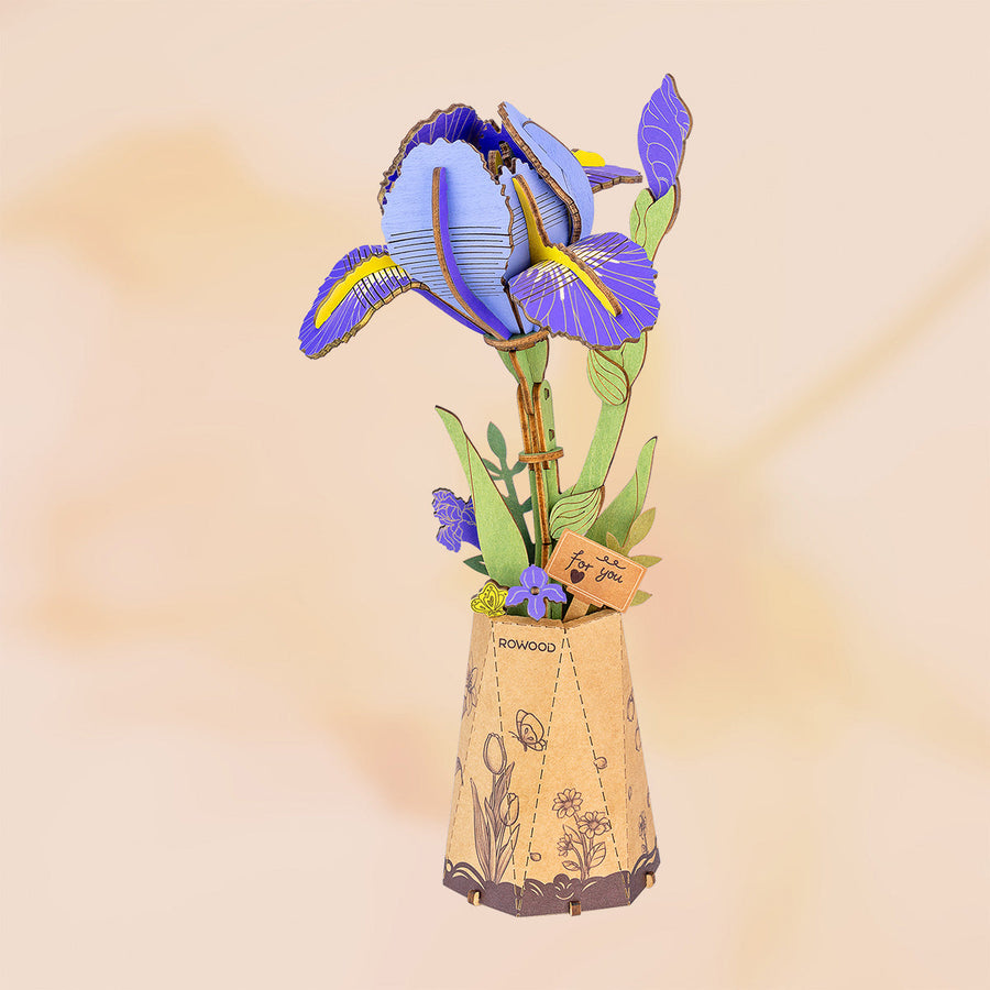 Rowood Purple Iris TW121 - DIY Flower Wooden 3D Puzzle