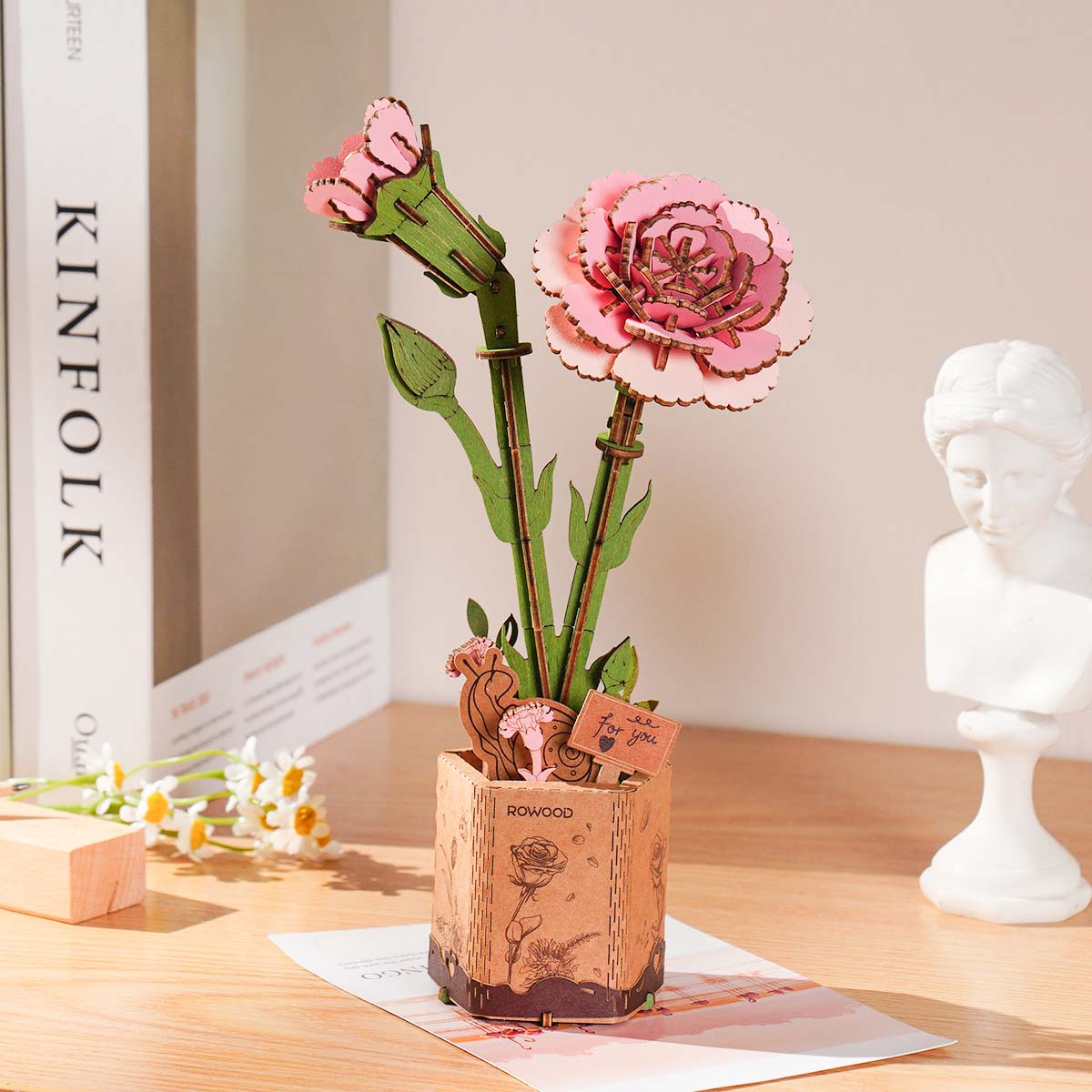 Rowood DIY Wooden Flower Pink Carnation TW051